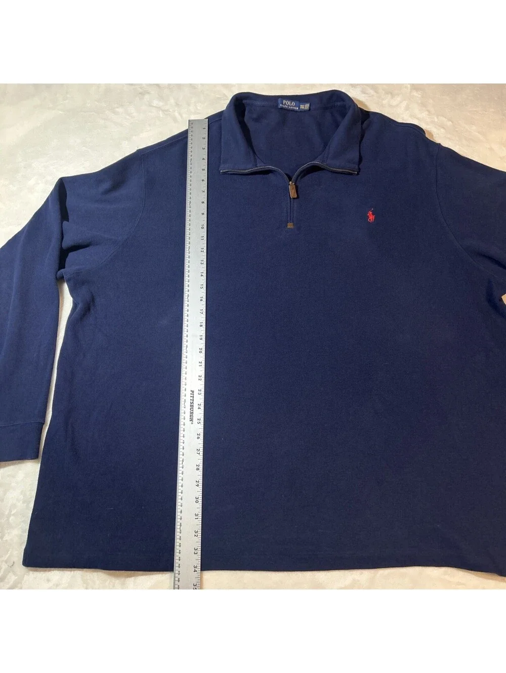 Polo Ralph Lauren Sweater Men's 4XLT Navy Blue Quarter Zip Pullover Mock neck